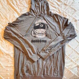 GameStop Adult Unisex Hoodie Sweatshirt Size L Gray Spaceman - NWOT